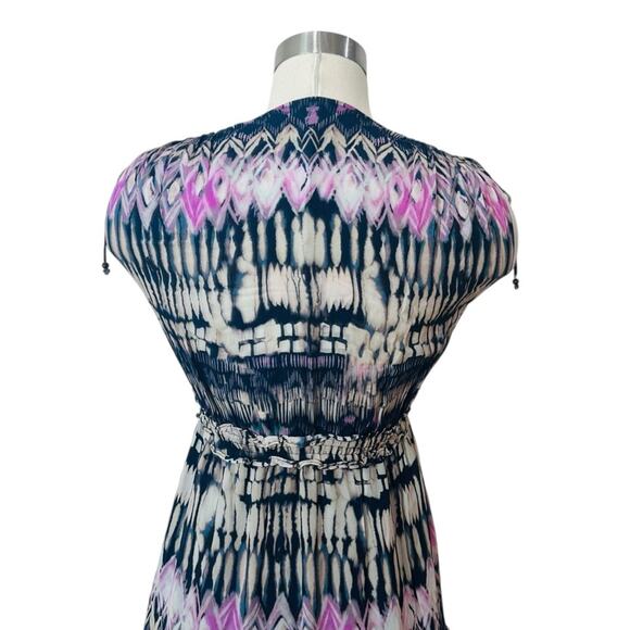 Hale Bob Multicolor Patterned Chiffon Metallic Embroidered Midi Dress XS - Picture 9 of 12